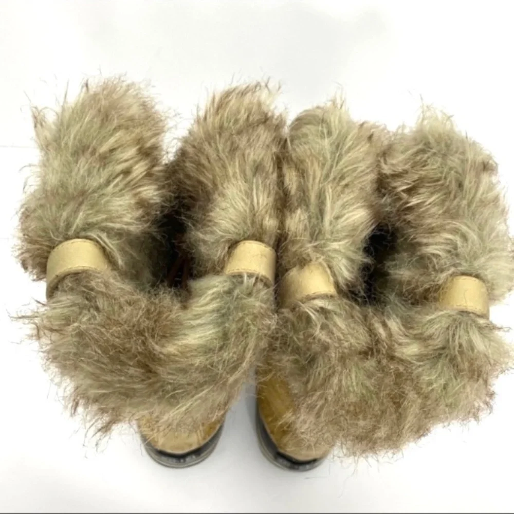 SOREL Joan of Arctic Fur Lining Winter Snow Duck Boot in Beige 1555381373